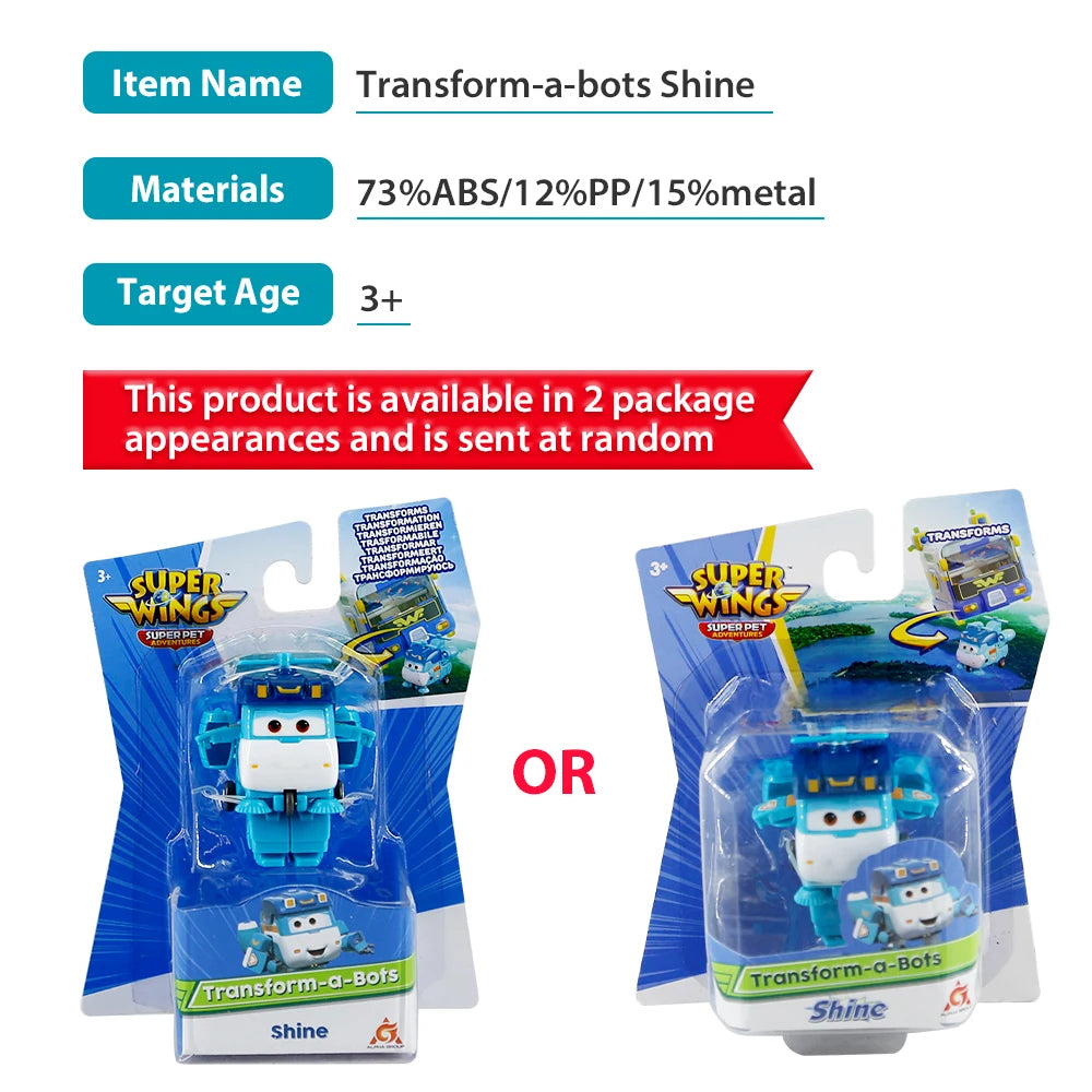 Super Wings Mini Transforming Shine 2 Inches Transform Robot to Plane in 3 Steps Deformation Action Figures Anime Toys For Kids