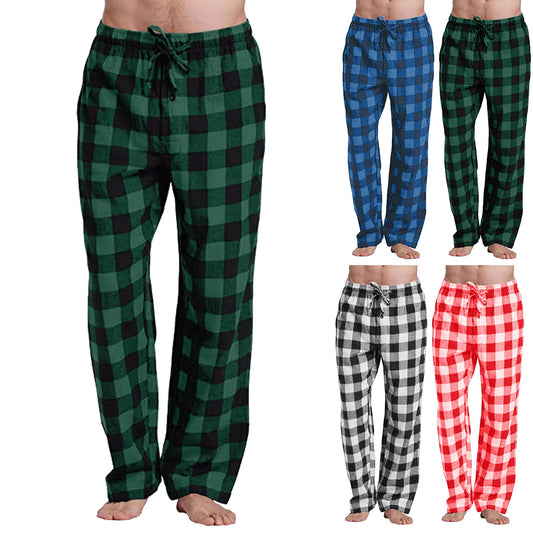 Fashion Mens Plaid Pants Casual Loose Lattice Trousers Sports Pajama Pants Oversize Sweatpants Lounge Home-Wear Male Trousers