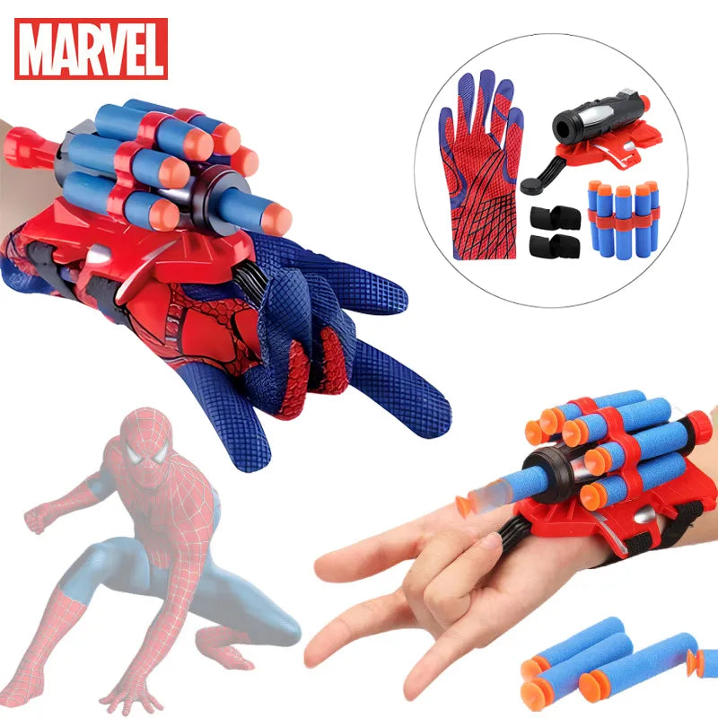 New Spidermans Figure Toy Kids Plastic Cosplay Glove Launcher Set Hero Launcher Wrist Toy Halloween Funny Toys Boy Children Gift