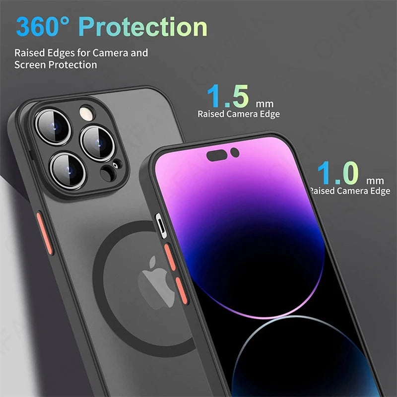 Luxury Matte Magnetic For Magsafe Wireless Charge Case For iPhone 11 12 13 14 15 Pro Max XS XR X Shockproof Armor Cover Funda