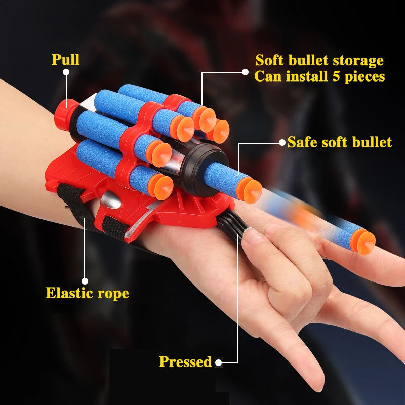 New Spidermans Figure Toy Kids Plastic Cosplay Glove Launcher Set Hero Launcher Wrist Toy Halloween Funny Toys Boy Children Gift