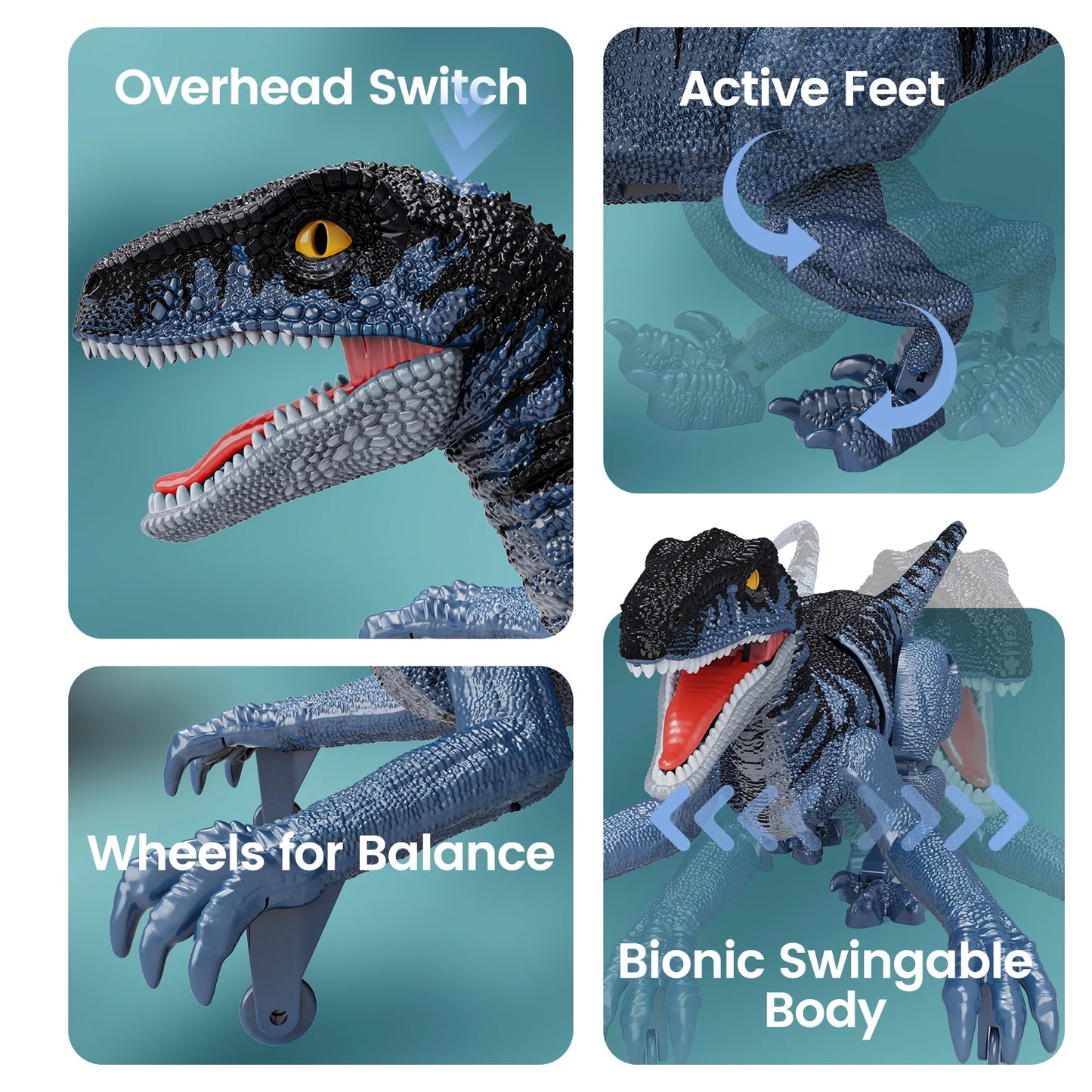 Sinovan Remote Control Dinosaur Toys for Kids, 2.4GHz Robot Walking Dinosaur Toys, Simulation Velociraptor, Gifts for Boys 3-5