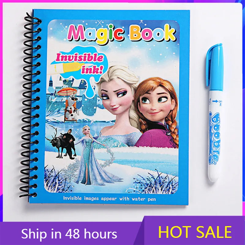 Original Frozen Elsa Water Painting Drawing Toys Graffiti Anime Action Figure Watercolour Magic Book for Girls Birthday Gifts