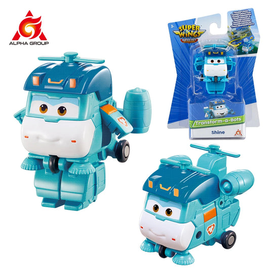 Super Wings Mini Transforming Shine 2 Inches Transform Robot to Plane in 3 Steps Deformation Action Figures Anime Toys For Kids